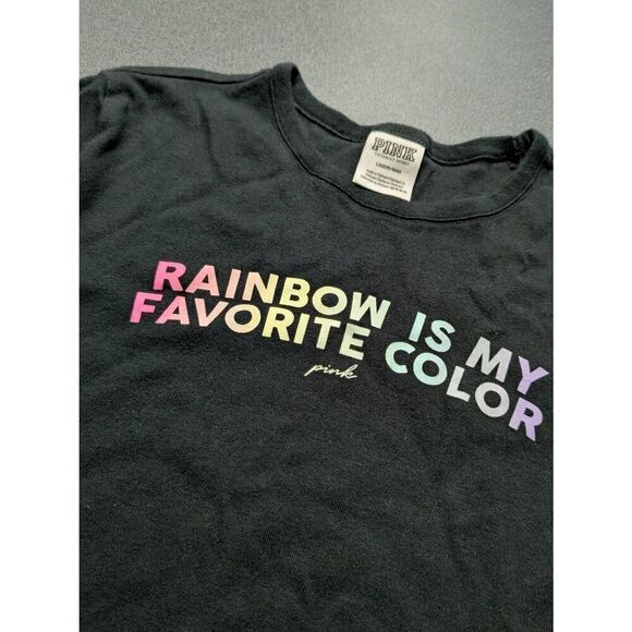 Victoria's Secret PINK SHORT SLEEVE CROP TEE LARGE - Picture 6 of 6